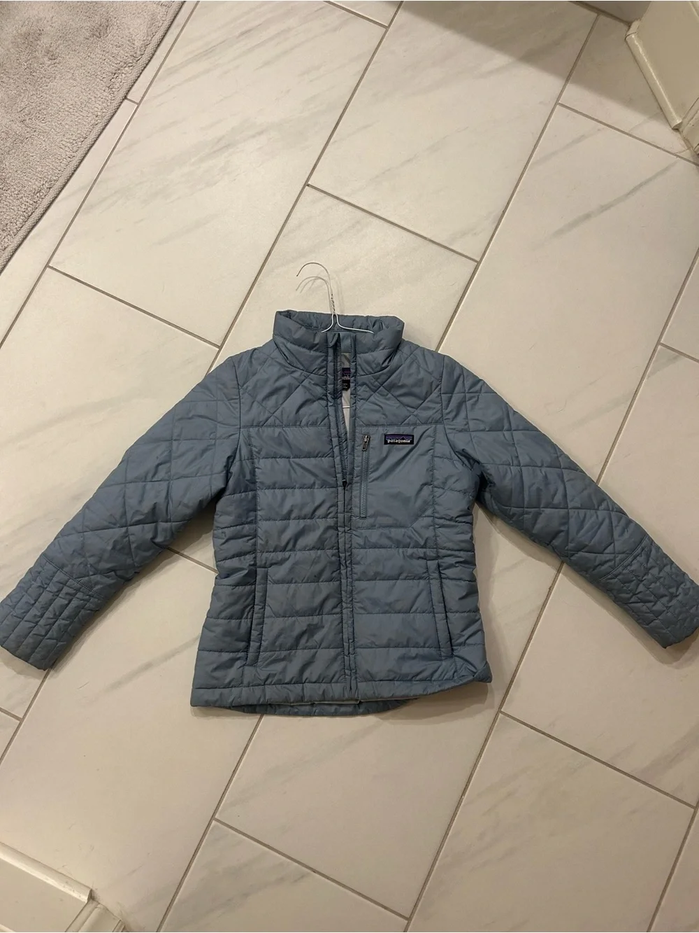 Patagonia Kids Quilted Puff Jacket in Dusty Blue